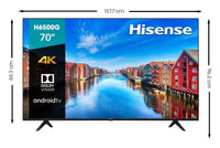 Pantalla Hisense 70" 4K UHD Android TV con Control de Voz 70H6500G